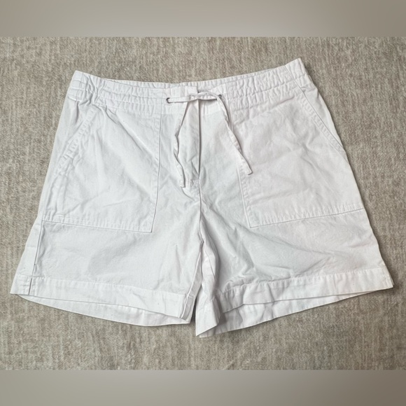 H&M bright white chino linen short Drawstring Waist 100% Cotton classic size 6 - Picture 1 of 9